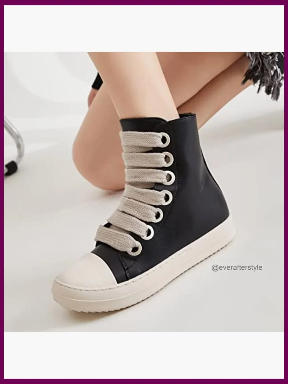 PU Leather High Top Platform Sneakers with Zipper - Comfort Walking Shoes